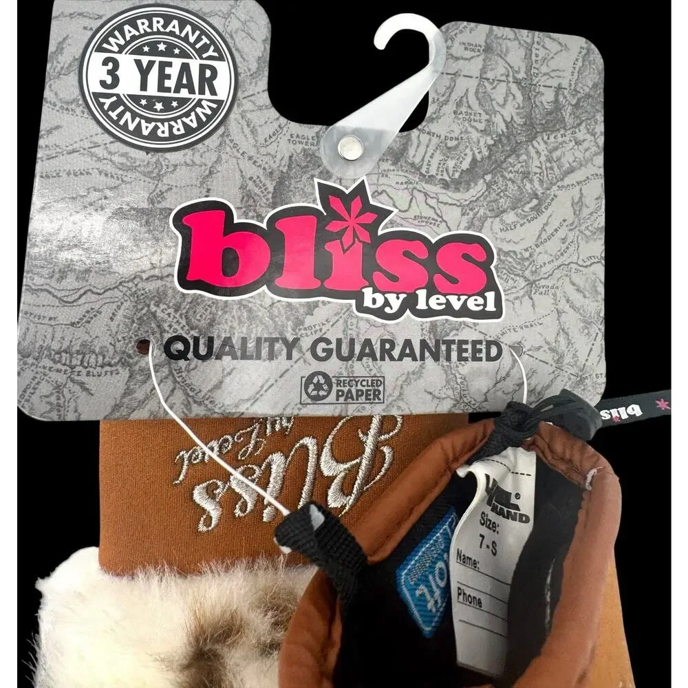 Bliss by Level Mittens Womens Sz S 7 Siberian Mitt Fur Winter Gloves Thermo Plus